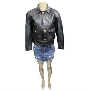 80s Chicago Police Motorcycle Black Leather Jacket Vintage
